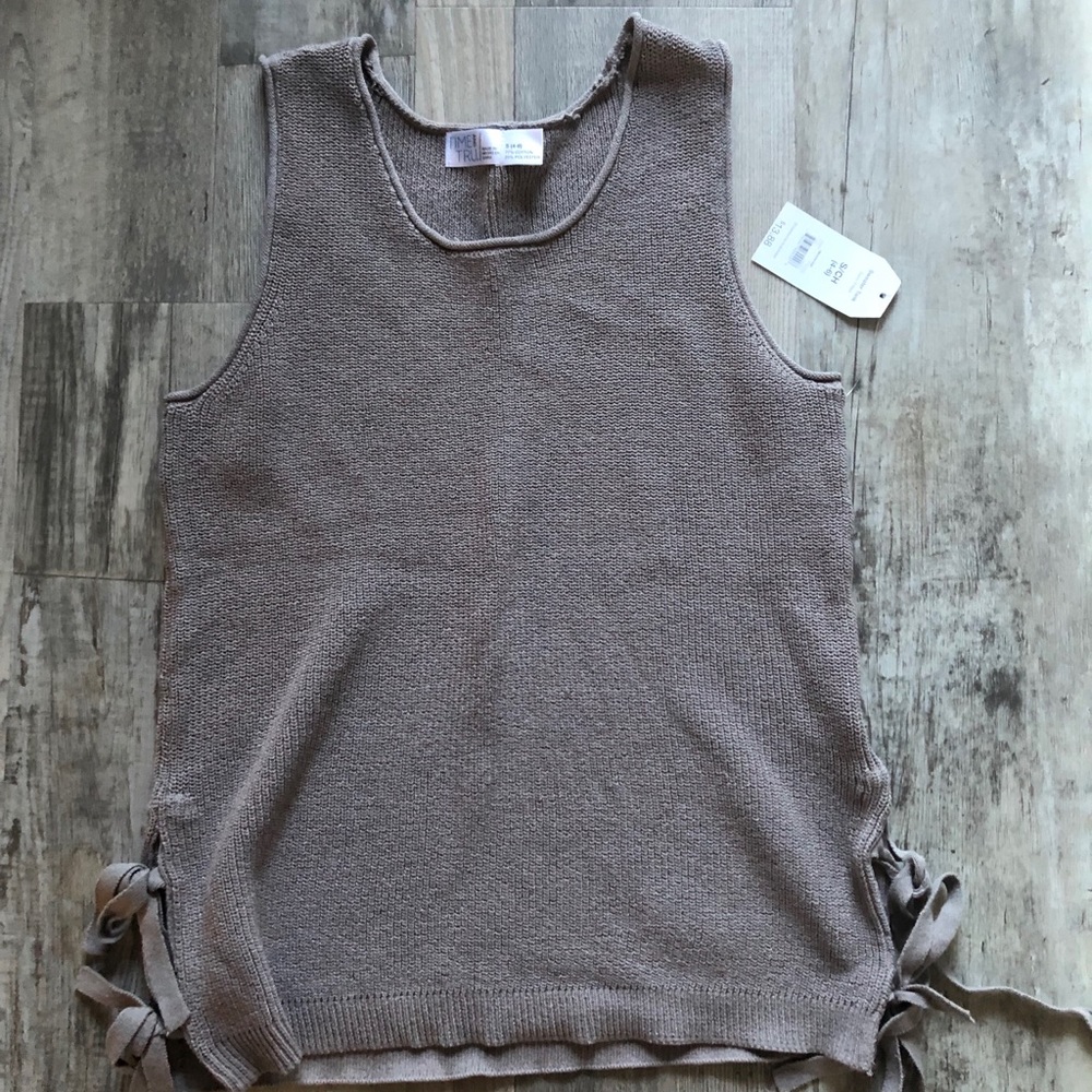 Tan Side Tie Sweater Tank